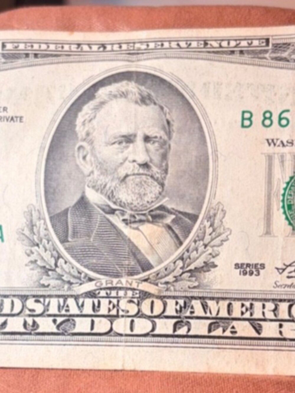 1993 $50 PI Small Head Miscut & Bleed Thru. ##206212573960